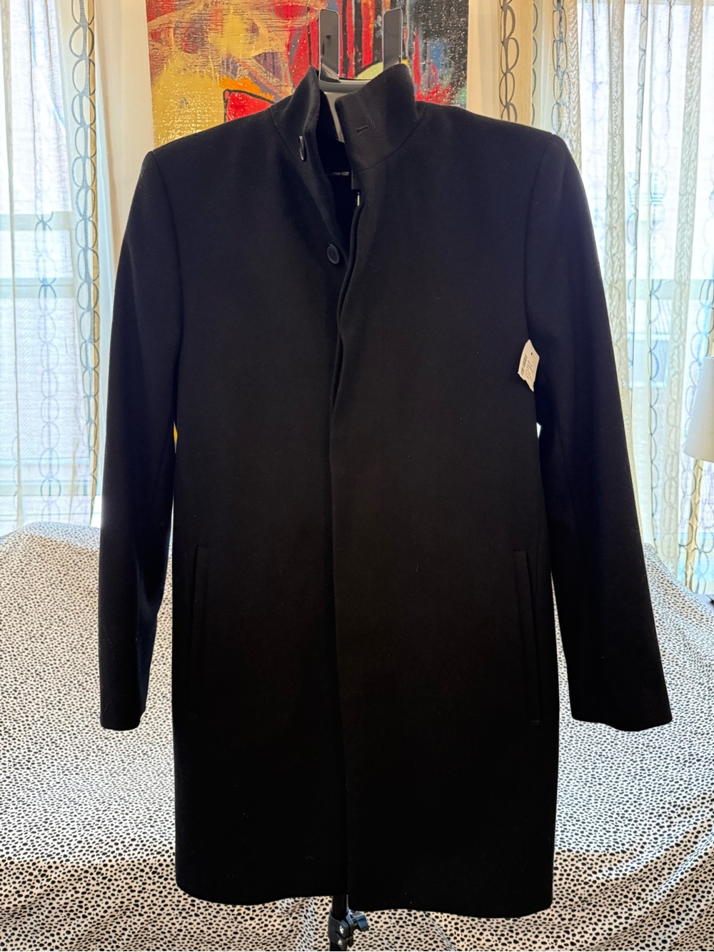 Theory Men's Black Belvin Wool Single-Breasted Stand-Collar Coat